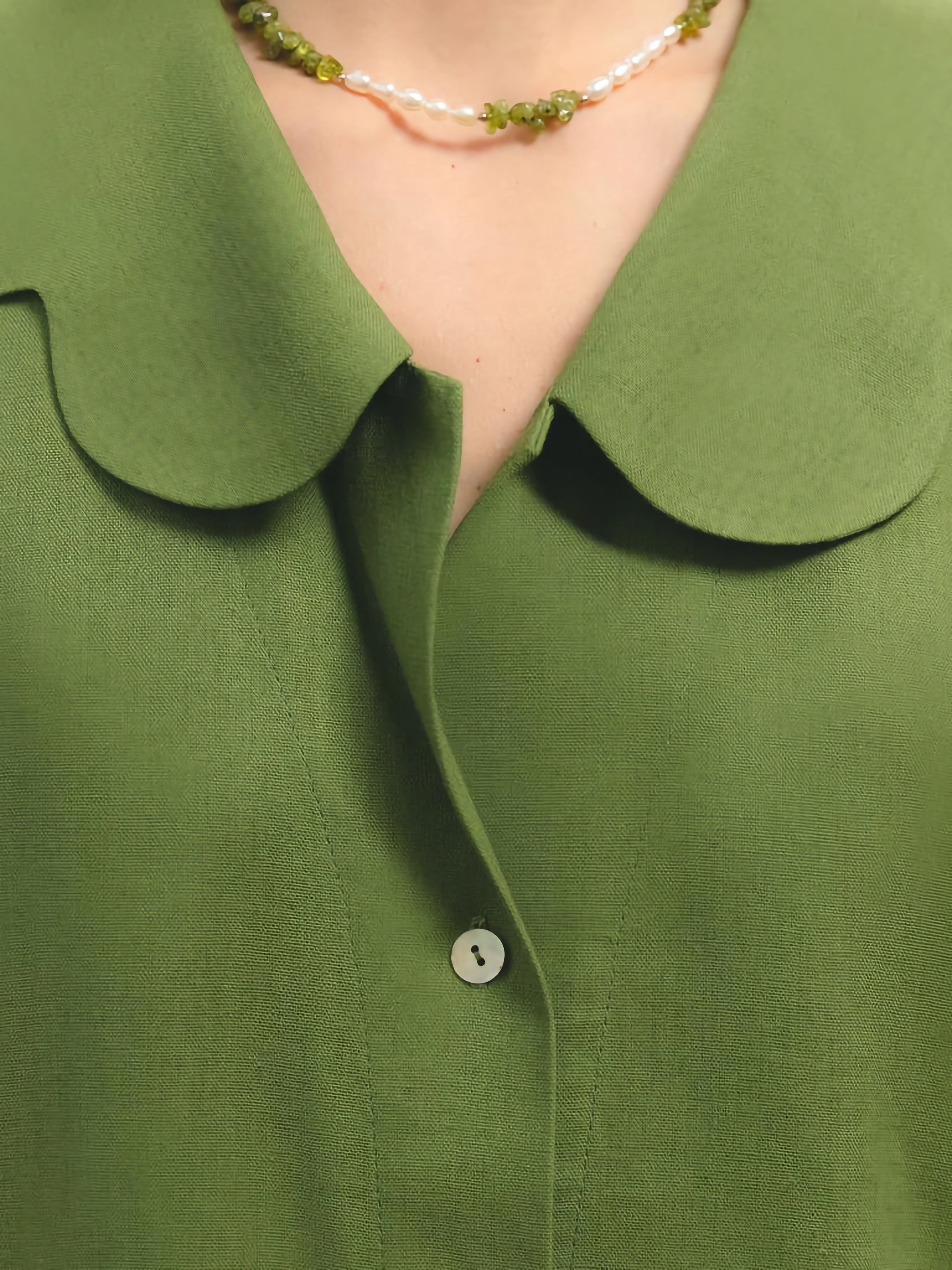 Green linen top