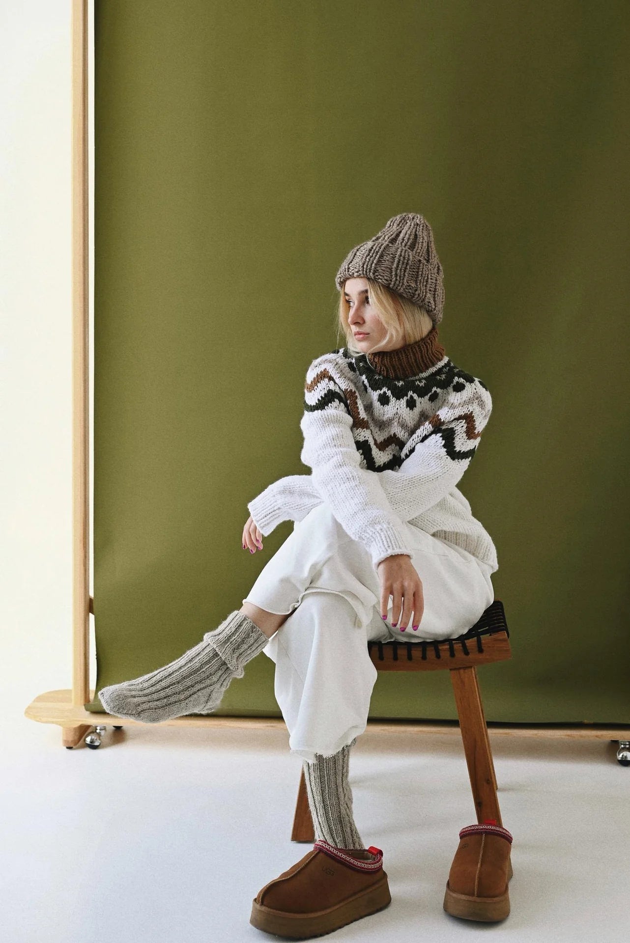 Unisex Wool Socks Cold Beige