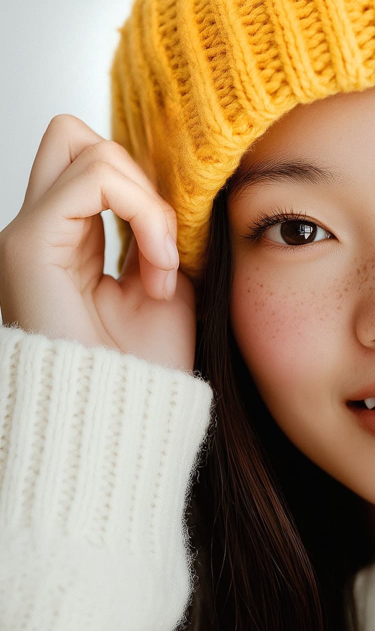 A resized photo of a girl wearing a hat